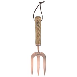 Traditional Garden Steel Copper Plated Hand Fork Wooden Handle