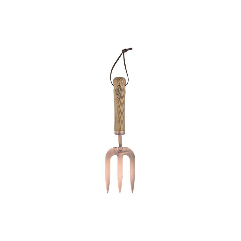 Traditional Garden Steel Copper Plated Hand Fork Wooden Handle