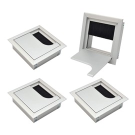 LIKERAINY Cable Bushing Desk Table Grommets 80x 80mm Cable Outlet Tidy Cover Insert Square Cube Wire Organiser Aluminum Anodised Silver Pack of 4