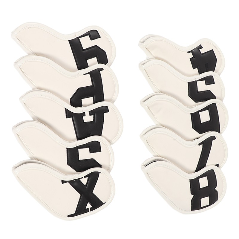 10pcs set PU Waterproof Golf Club Iron Cover Fine Sewing