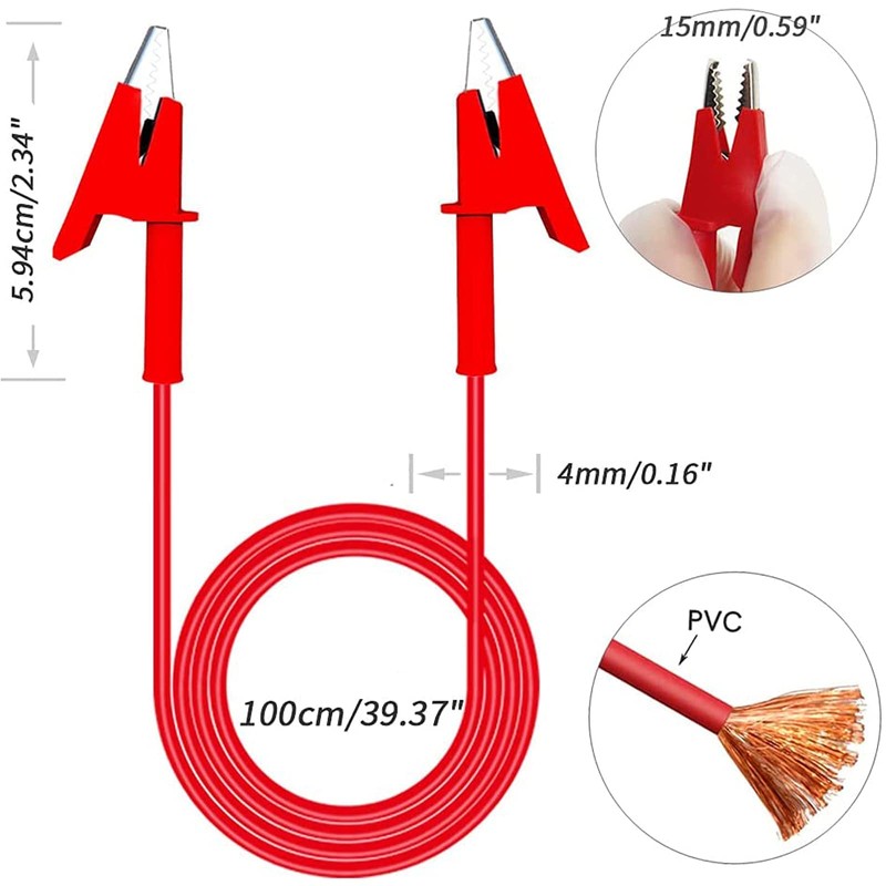 Cleqee Dual End Alligator Clip Cord Set 1000V 15A Alligator
