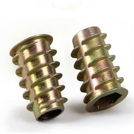 RADSO® M6 Wood Insert Hex Socket Nuts Threaded Insert/Bushes Flanged Hex Socket (Type D) Nut For Wood Timber Furniture Wardrobes Shoe Cabinets Bookcases DIY M6 x 16mm (Pack of 10)