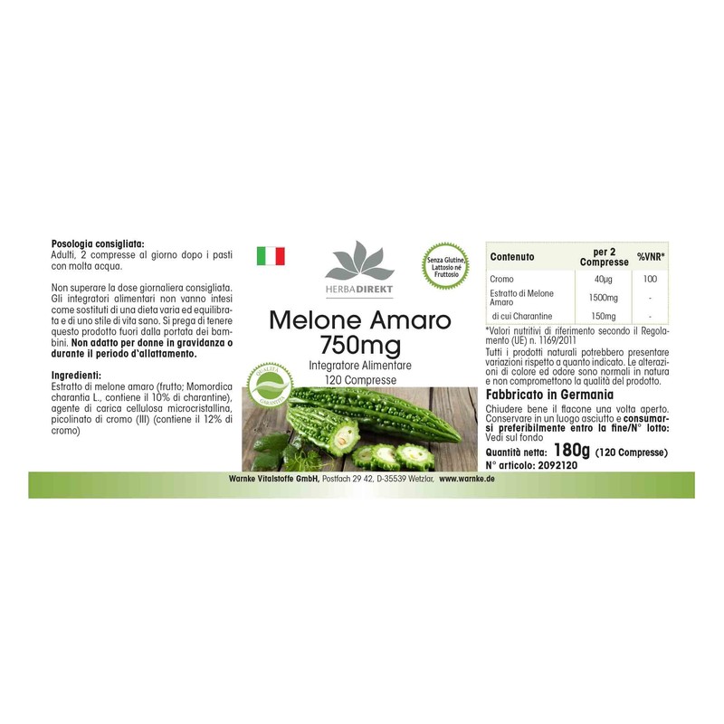 Bittermelon 750 mg - High Dose - Vegan - 120