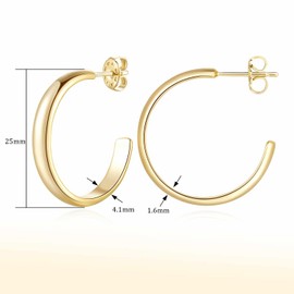 USESMTLE 14K Gold Hoop Earrings 14K Gold Earrings for Women Small Gold Hoop Earrings Trendy Round & Thick Open Gold Hoops Earrings 12mm 25mm (yellow gold)