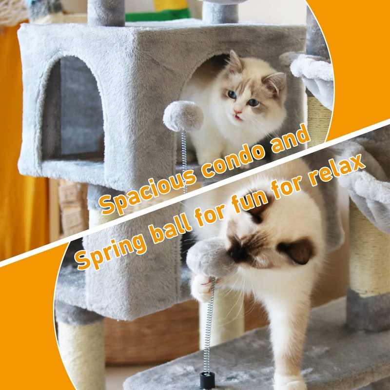 KIYUMI Cat Tree Cat Tower Condo with Sisal Scratching Post