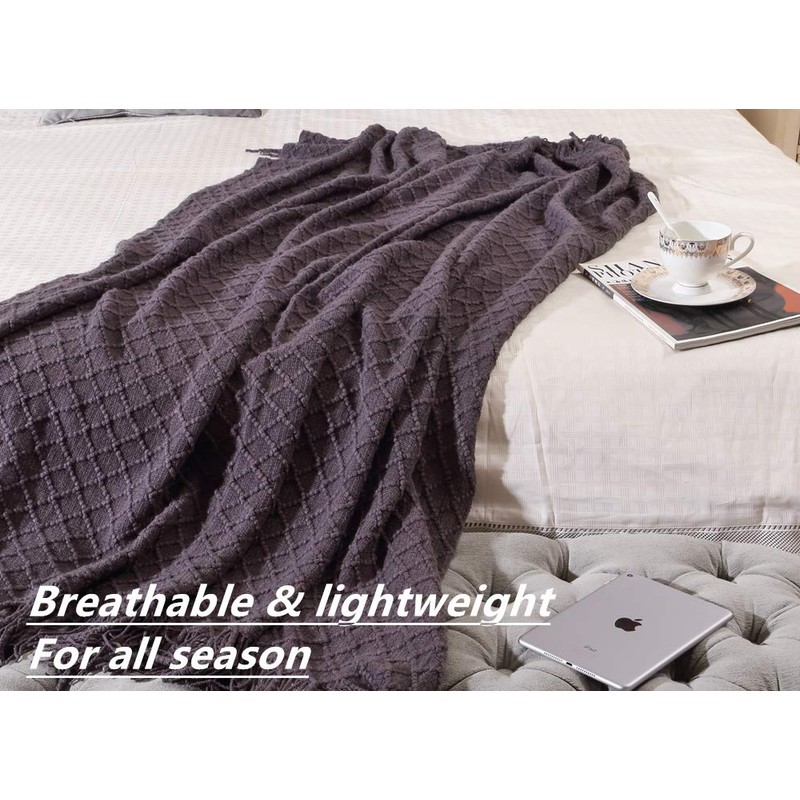 CREVENT Knitted Decorative Throw Blanket for Couch Sofa Chair Bed,
