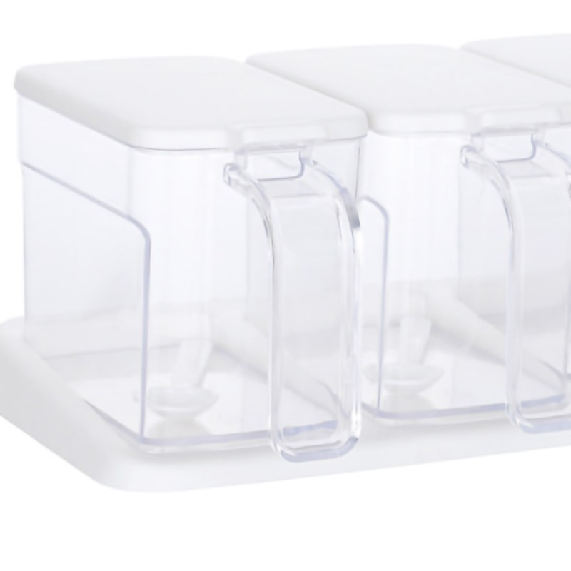 Seasoning Box Set Plastic Clear 3 Grids Large Capacity Condiment