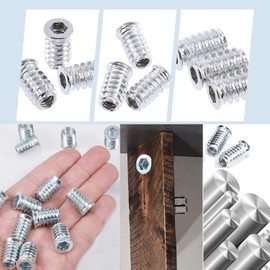 Screw-in Nut Sockets, Threaded Bushing, Threaded Insert, Wood Thread, Individual Parts, Galvanised Steel Nuts for Wooden Furniture, CNC Milling Table, DIY (M6 M8 M10)