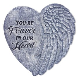OrnamentallyYou You’re Forever in Our Hearts Angel Wing Stepping Stone, 9.5" Garden Decorative Memorial Resin Figurine