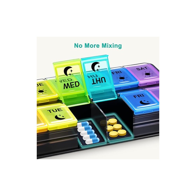 Fullicon Fast Refill Pill Box 2 Times a Day, Large