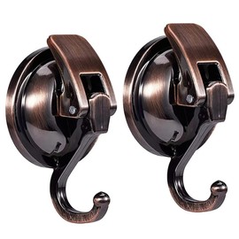 Strong Suction Cup Hook, Vacuum 2 Pieces, Load Capacity 11.0 lbs (5 kg), Wall Hook, Repeatedly Usable, Wall Hook, Won't Scratch, Bathroom, Bath, Kitchen, Office, Living Room, ABS Resin, Copper Red