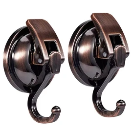 Strong Suction Cup Hook, Vacuum 2 Pieces, Load Capacity 11.0 lbs (5 kg), Wall Hook, Repeatedly Usable, Wall Hook, Won't Scratch, Bathroom, Bath, Kitchen, Office, Living Room, ABS Resin, Copper Red