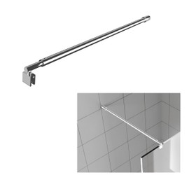 HTLOTUS Shower Support Bar, 27.6" to 47.2" Telescopic Bar for 5/16" to 3/8" Thick Glass, Wall-to-Glass Support Arm, Polished Silver