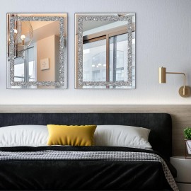 Rectangular Wall Mirror Crystal Crush Diamond Mirror for Home Décor Accent