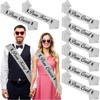 8 Pcs Prom King and Queen Sash Silver Glitter, Black