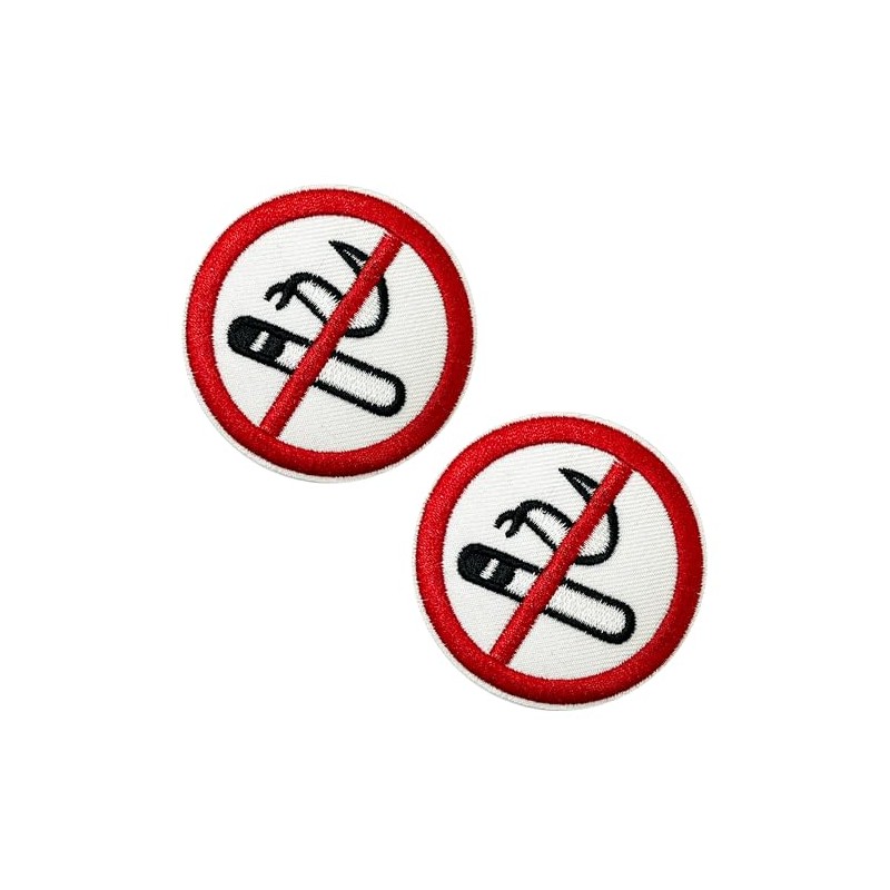 2 X No Smoking Sign - Iron On Embroidery Patchs