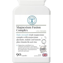 Magnesium Fusion Complex – Triple Magnesium Blend with Added Nutrients – Glycinate, Malate, Taurate + Zinc & Vitamin B6 – 90 Capsules