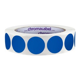 ChromaLabel 1 Inch Round Permanent Color-Code Dot Stickers, 1000 per Roll, Dark Blue