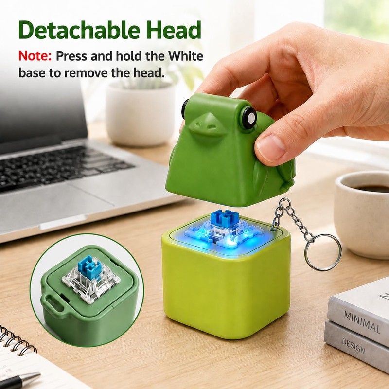 2PCS Frog Keychain Fidget Clicker Toy for Stress & Anxiety
