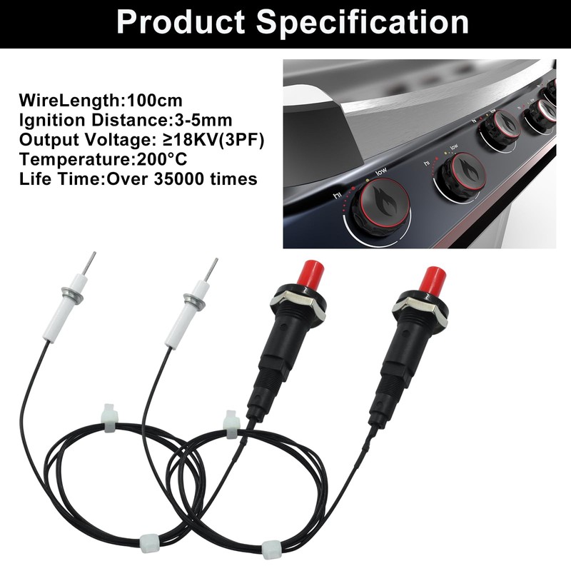 Jiozermi 2 Pcs Piezo Spark Igniter, Metal Threaded Ceramic Push