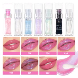 BANGFENG Magic Color Changing Moisturizing Lip Glow Oil Plumping Glimmer Glow Lipstick, Hydrating Lip Gloss Lip Care, Long Lasting Non-sticky Fresh Texture Lip Oil (Color Changing 02)