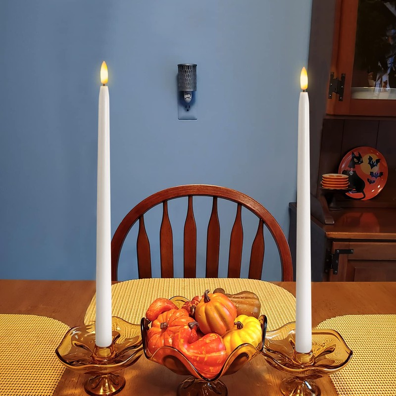 Homemory 15 inches Real Wax Flameless Taper Candles with Remote