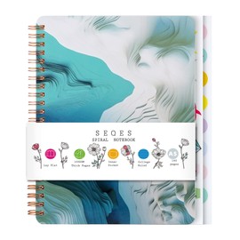 Spiral Notebook for Women, 8.25" x 6.25" Journal with Durable Hardcover and 160 Lined Pages with Large Pockets - Perfect to Stay Organized and Boost Productivity at Work or School -Grayish blue