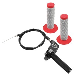 YWLUWEI Throttle Grip Motorcycle 7/8" 22mm CNC Aluminum Quick Twister with Throttle Cable and Handlebar Grip for CRF50 KLX SSR TTR 110 125 150 200 250cc Dirt Pit Bike ATV Mini Bike (Black)