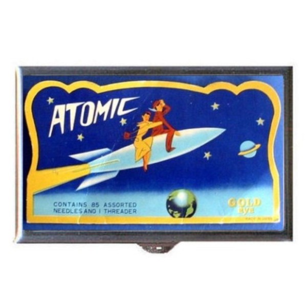 1950s Atomic Rocket Happy Couple Advertising Decorative Pill Box