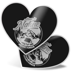 2 x Heart Vinyl Stickers 15 cm - Camping Mountaineer Mountain Tent 42207
