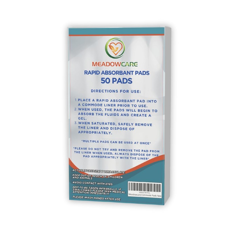 Meadowcare Commode Absorbent Pads | Pack of 50 Super Absorbent