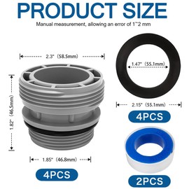 4-Piece Pool Hose Adapter Set for Pool Pump, Hose Adapter Pool, Pool Adapter with Seal for 40 mm to 1 1/2 Inch Hose, Compatible Conversion Kit for Intex, Coleman Filter Pumps