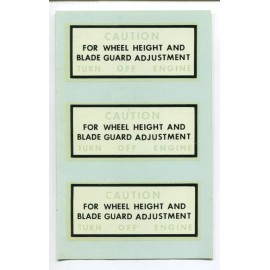 Lawn Scout Wheel Blade Height Caution Lawn Mower Garden Tractor Lawn Scout Decal NOS