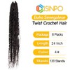 CISINPO Boho Twist Crochet Hair 24 Inch, 8 Packs Wavy