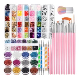 21pcs Kit De Pinceles Para Uñas Acrilico Manicura Decoración