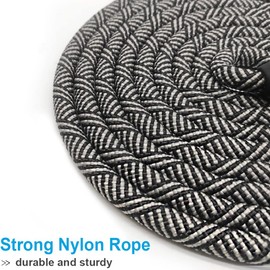 YUCFOREN 7FT/8FT/10FT Heavy Duty Rope Dog Leash, 1/2" Diameter Strong Nylon Medium Large Dog Leash with Soft Handle - for Outdoor Pets Walking Playing Exploring (10’ x 1/2", Black)