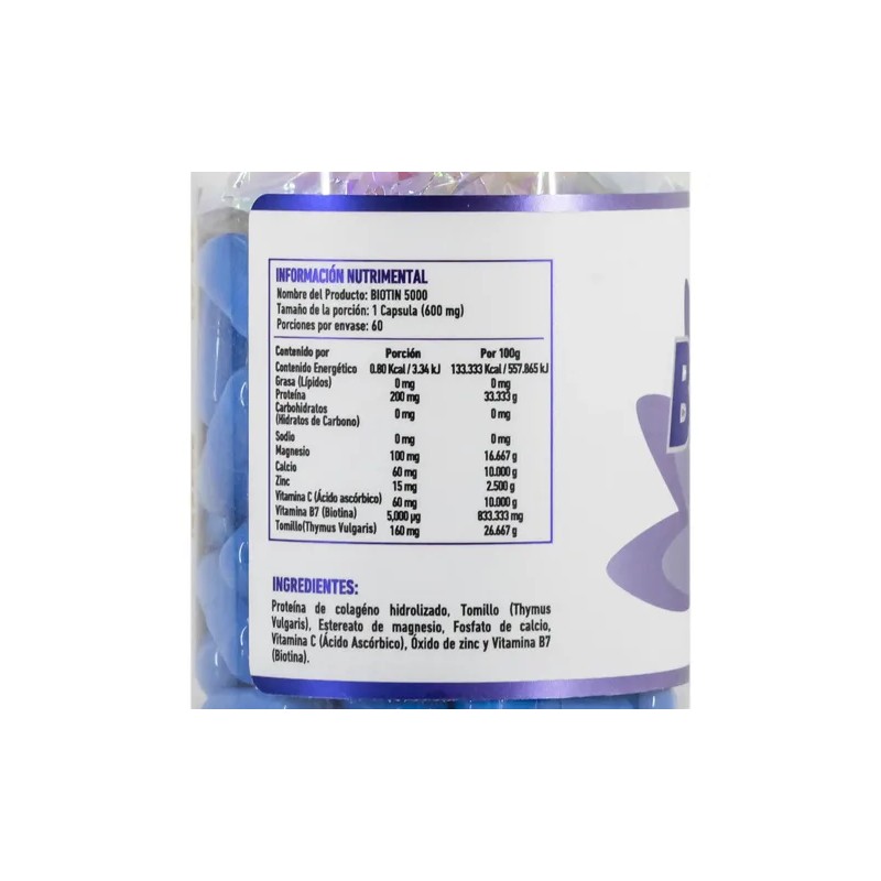 Biotina 5000 Cápsulas Bariatrica Protgt Sabor
