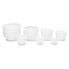 White ceramic 13 cm planter with saucer, BARREL series