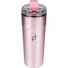 DrinkPod Stainless Steel Reusable Coffee Tumbler, 500ml, Metallic Rose Gold