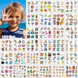 Temporary Tattoo Kids,30 Sheets Mixed Styles Tattoos for Kids Cute Temporary Tattoos Stickers for Girls and Boys, Animals Numbers Plants Fruits Fake Tattoos