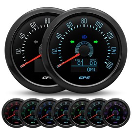 85mm GPS Speedometer Gauge 0‑160MPH Boat Speedometer Waterproof Odometer Speed Meter with COG Trip Total Mileage for Car Truck Motorcycle 7 Colors Backlit 9-32V
