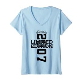 Womens Religious Limited Edition 2007 Jesus 18TH Birthday V-Neck T-Shirt