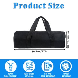 12 Inch Canvas Tool Pouch Small Tool Bag for Men Wide Mouth Tool Storage Bag Large Capacity Tool Tote Handbag Power Tool Organizer for Electricians Mechanic Storage Wrenches Pliers Black