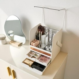 Korean-made Giu Cosmetic Organizer with Lid, 3-Tier Vanity Organizer (49723498) / 국산 뚜껑있는 기우 화장품 정리함 화장대 3단정리함 (49723498)