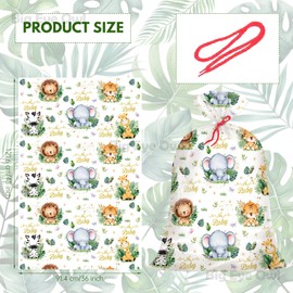 Extra Large Baby Shower Plastic Gift Bags 48"x 36" Safari Jungle Animals Jumbo Present Bag Gift Wrapping Bag for Babyshower Gender Reveal Birthday Party Favors Supplies