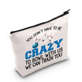 Bowling Gift Bowling Player Cosmetic Bag Bowling Lover Gift Bowling Ball Gift (Crazy to Bowl CA Bag)