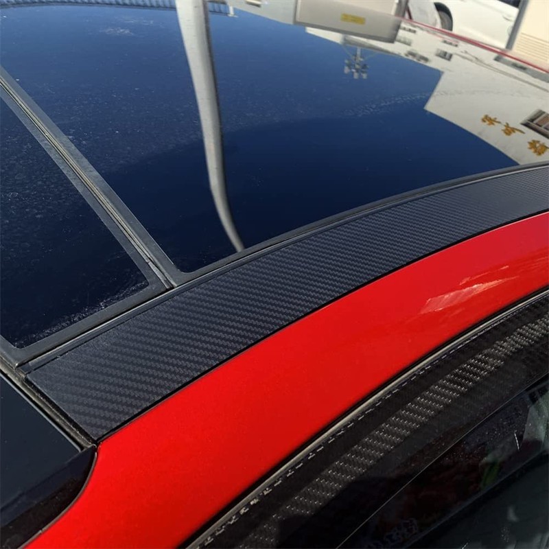 JUIVEEL 4Pcs Carbon Fiber Pattern Car Roof Edge Cover Decals