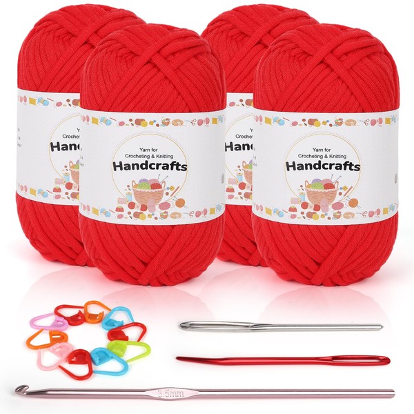 Coopay Pack of 4 Simple Yarn, Crochet Yarn for Beginners,