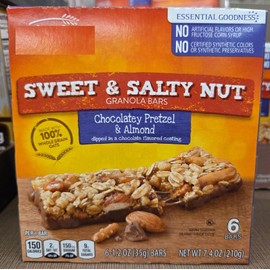 Mill-ville Sweet & Salty Nut Granola Bars Chocolatey Pretzel & Almond 7.4oz 210g (Single Box)