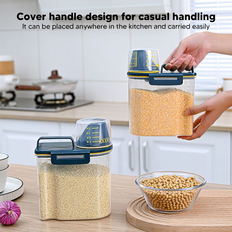Rice Storage Container, Clear PP Plastic Grain Storage Container with